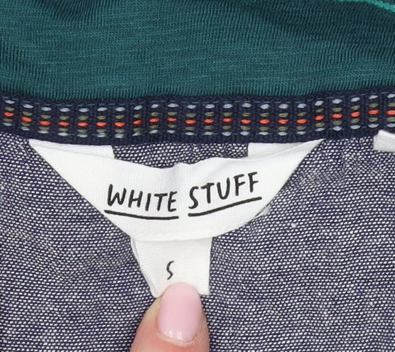 White Stuff Men's Green Striped Polo Shirt Small