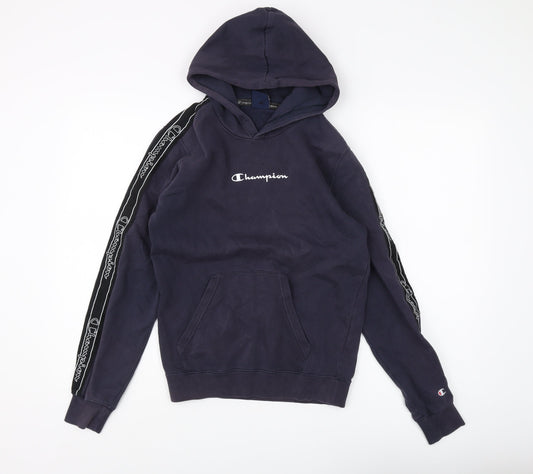 Additional front view of Champion unisex blue hoodie xs pullover logo casual