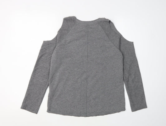 Hollister Women's Grey Cold Shoulder Pullover XS