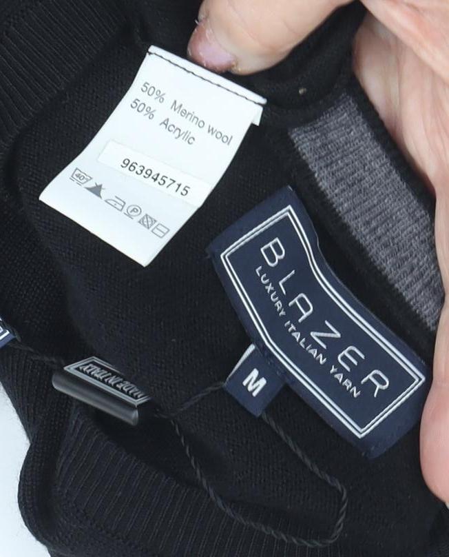 Blazer Men's Black V-Neck Pullover Jumper, Size M