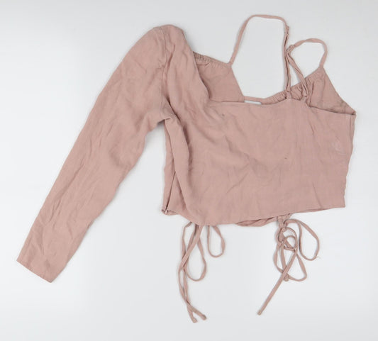 Womens UK Size 14 ASOS Pink Cropped Blouse