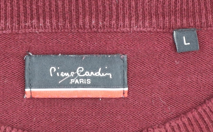 Pierre Cardin Men's Red Striped Jumper Size L Cotton Blend