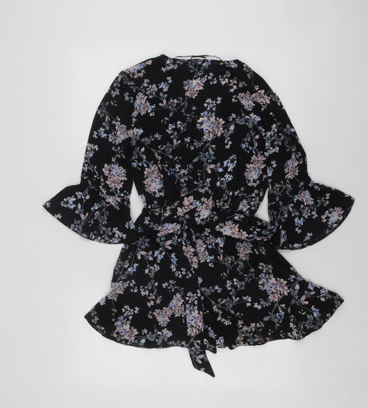 Miss Selfridge Women's Black Petite Floral Playsuit