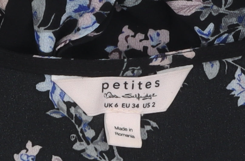 Brand and care label for Miss Selfridge Women's Black Petite Floral Playsuit