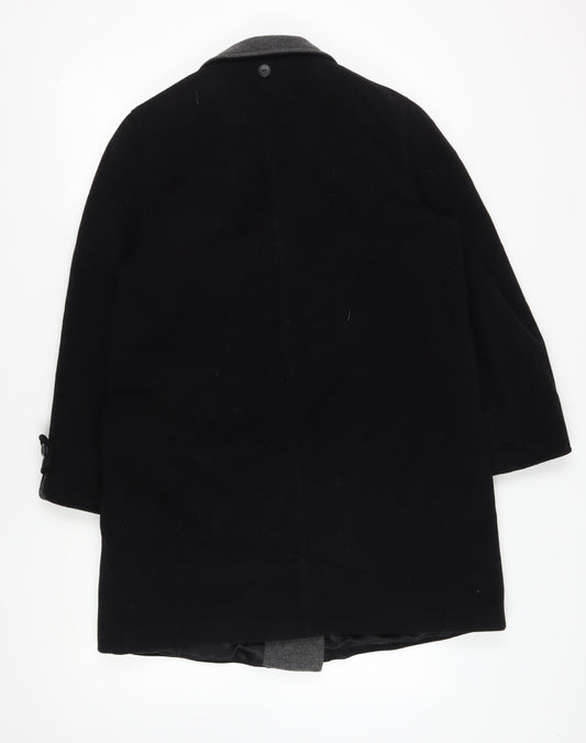 House of Fraser Women's Black Wool Pea Coat Size 12