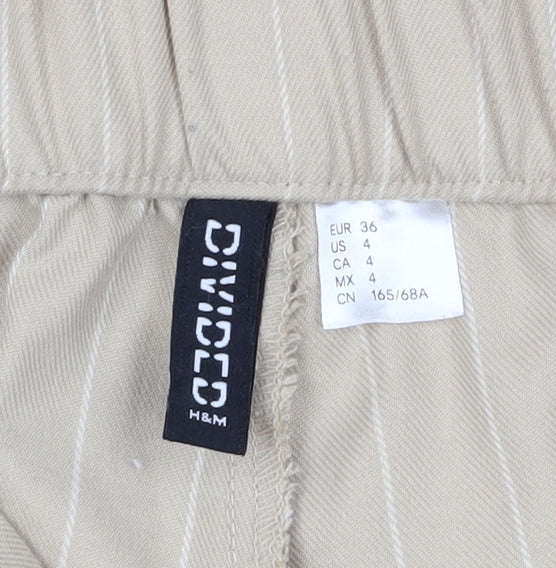 Womens UK Size 8 H&M Regular Fit Straight Beige Trousers
