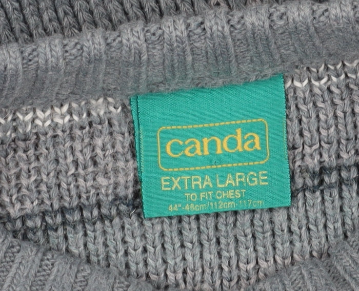 C&A Men's Grey Fair Isle Chunky Knit Pullover XL