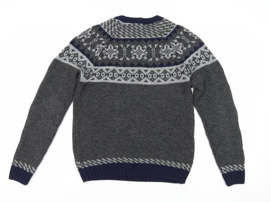 Frederik Anderson Copenhagen Men’s Grey Fair Isle Jumper S