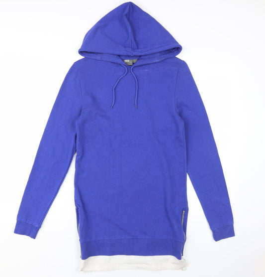 Additional front view of Asos Blue Women's Hooded Long Sleeve Dress XS