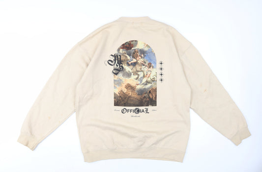 Mens UK Size M boohooMAN Beige Pullover Sweatshirt
