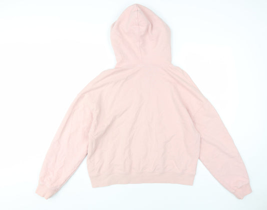 Bershka Women's Pink Pullover Hoodie, Size M