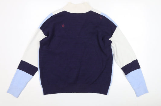 Cynthia Rowley Women's Blue High Neck Pullover Jumper L