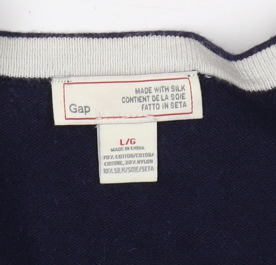 Gap Women's Blue V-Neck Pullover Jumper - Size L