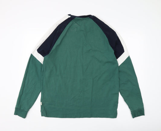 Marks and Spencer Men's Green Long Sleeve T-Shirt - L