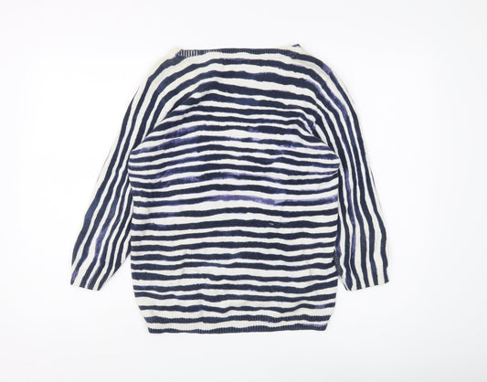 Per Una Women's Blue Striped Pullover Jumper Size 10