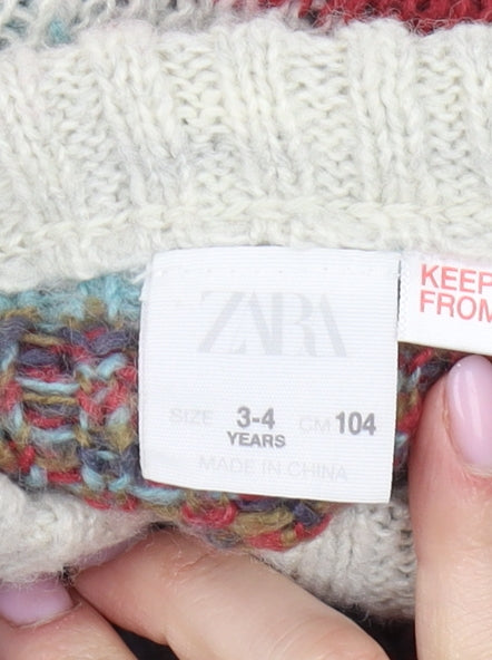 Zara Girls Multicoloured Fair Isle Jumper 3-4 Years