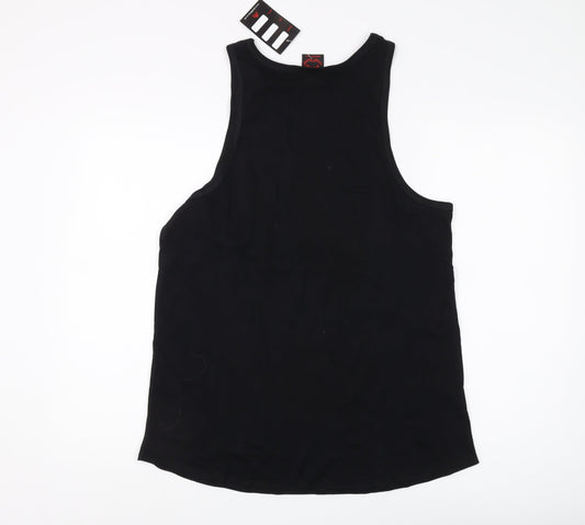 Womens UK Size 14 Death Kitty Black Basic Tank