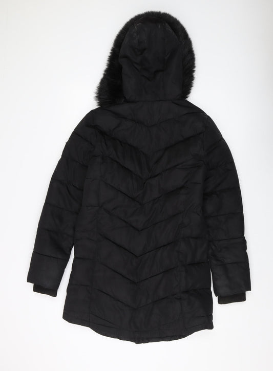 ELLE Women's Black Puffer Coat Size 10, Hooded, Winter Essential