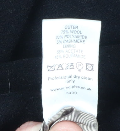 Principles Black Wool Blend Overcoat Size 12 Women