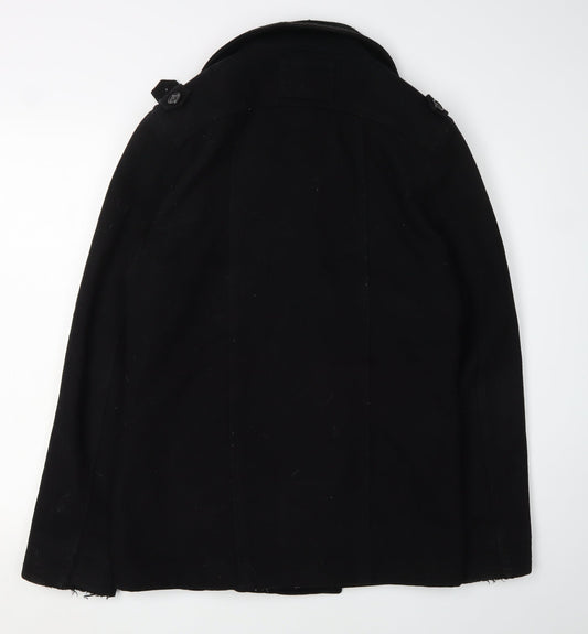 Mens UK Size M Topman Black Pea Coat