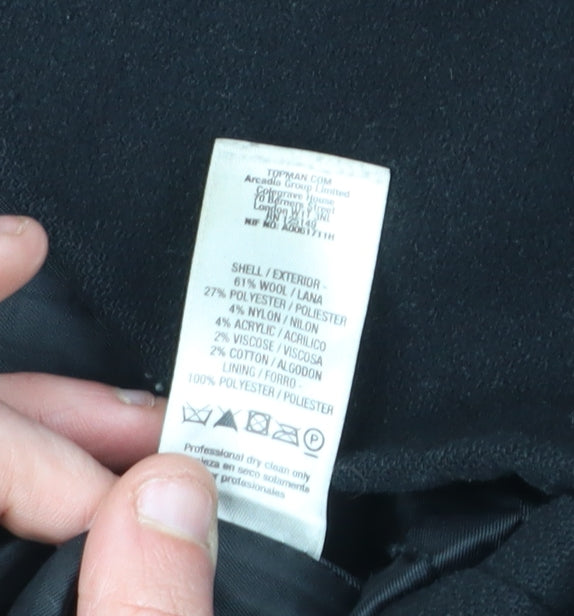 Mens UK Size M Topman Black Pea Coat