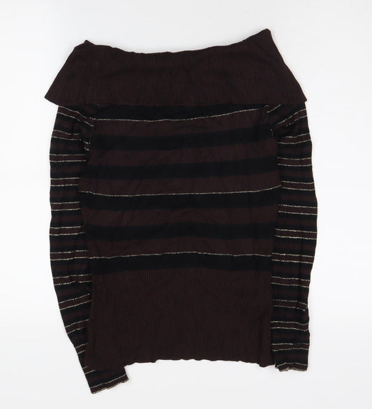 CMD Women's Brown Striped Pullover Jumper Size 14