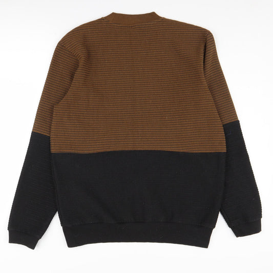 Zara Men's Brown Striped Pullover Jumper M