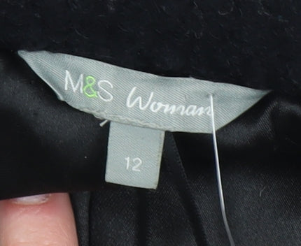 Womens UK Size 12 Marks and Spencer Black Overcoat