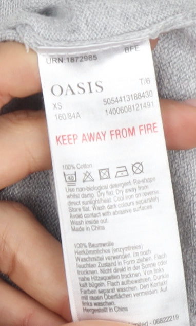 Womens UK Size XS Oasis Grey Pullover Jumper