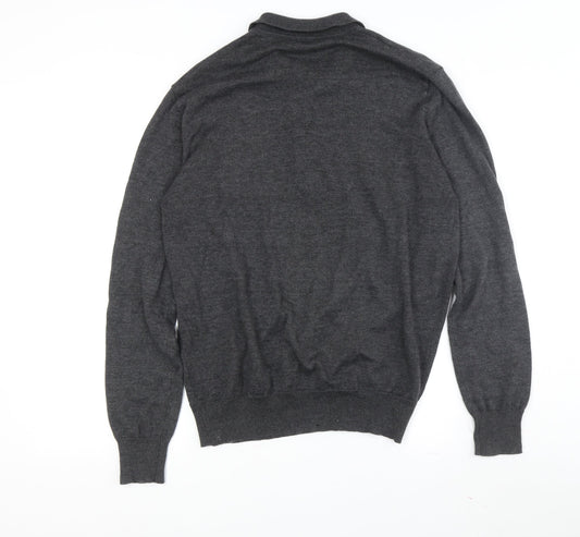 Brave Soul Men's Grey Collared Pullover Jumper L