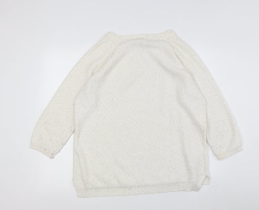 Laura Ashley Women's Ivory Sequin Pullover Jumper Size 16