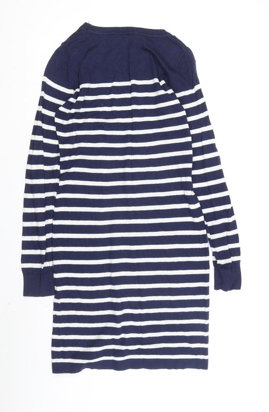 JoJo Maman Bébé Women's Blue Striped Shift Dress Size S