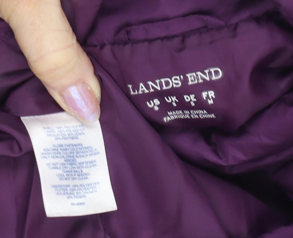 Womens UK Size M Lands' End Purple Puffer Jacket