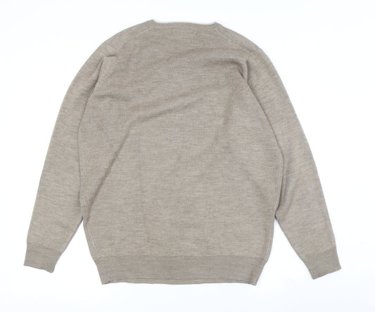 EWM Men's Beige V-Neck Pullover Jumper, Size S