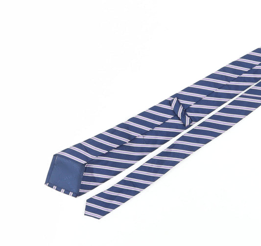 T.M. Lewin Men's Blue Striped Silk Tie, Handmade, One Size