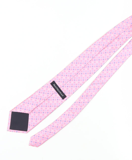 Mens Hathaway Pink Polka Dot 100% Silk Slim Tie