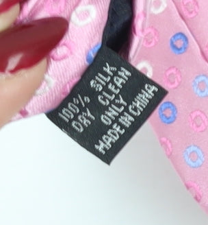 Mens Hathaway Pink Polka Dot 100% Silk Slim Tie