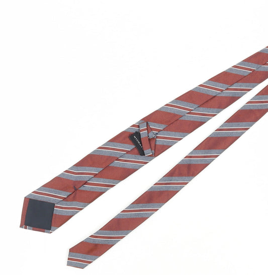 Michaelis Men's Red & Silver Striped Slim Silk Tie