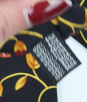 Pierre Balmain Men's Black Floral Silk Tie