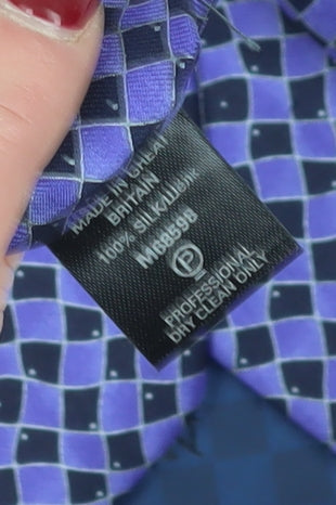 Mens NEXT Purple Geometric 100% Silk Designer Tie