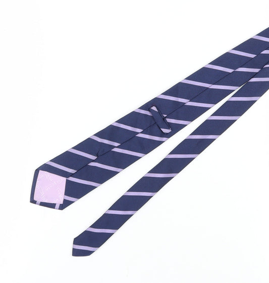 TM Lewin Men's Blue Striped Silk Tie