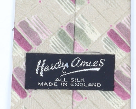 Hardy Amies Men's Beige Silk Geometric Tie