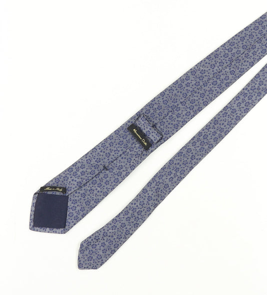 Massimo Dutti Men's Blue Floral Silk Tie