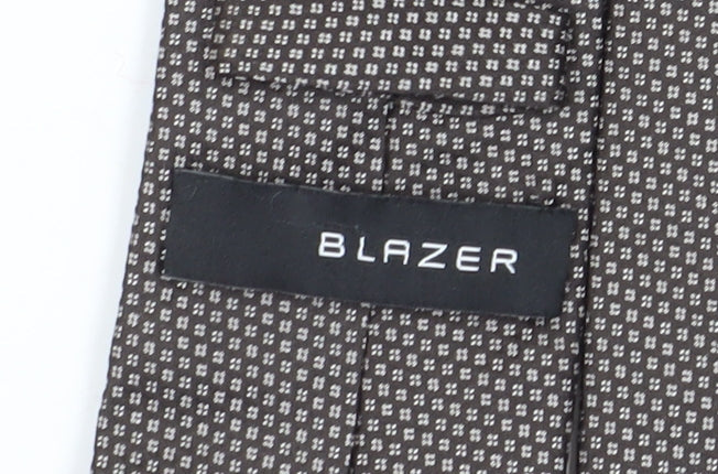Mens Blazer Grey Geometric 100% Silk Slim Tie