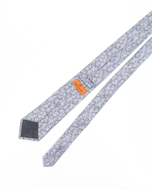Simon Carter Men's Grey Floral Silk Handmade Tie