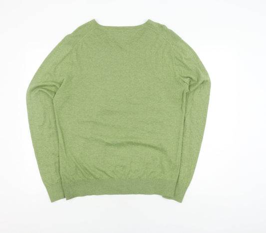 Tommy Hilfiger Men's Green V-Neck Pullover Jumper M