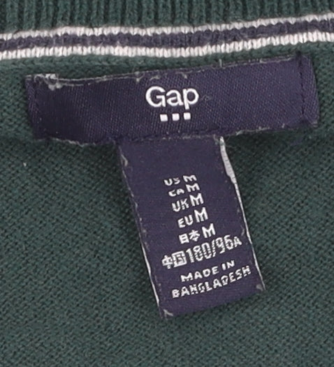 Gap Men's Green V-Neck Pullover Jumper, Size M