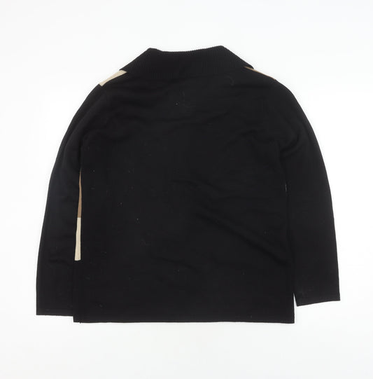 CMD Womens Black XL Geometric Collared Cardigan