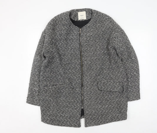 Womens UK Size L Mango Black Bomber Jacket