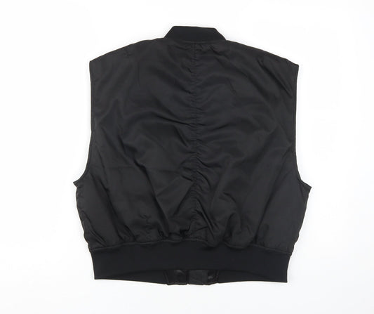 Pull & Bear Unisex Black L Waistcoat with Zipped Pockets